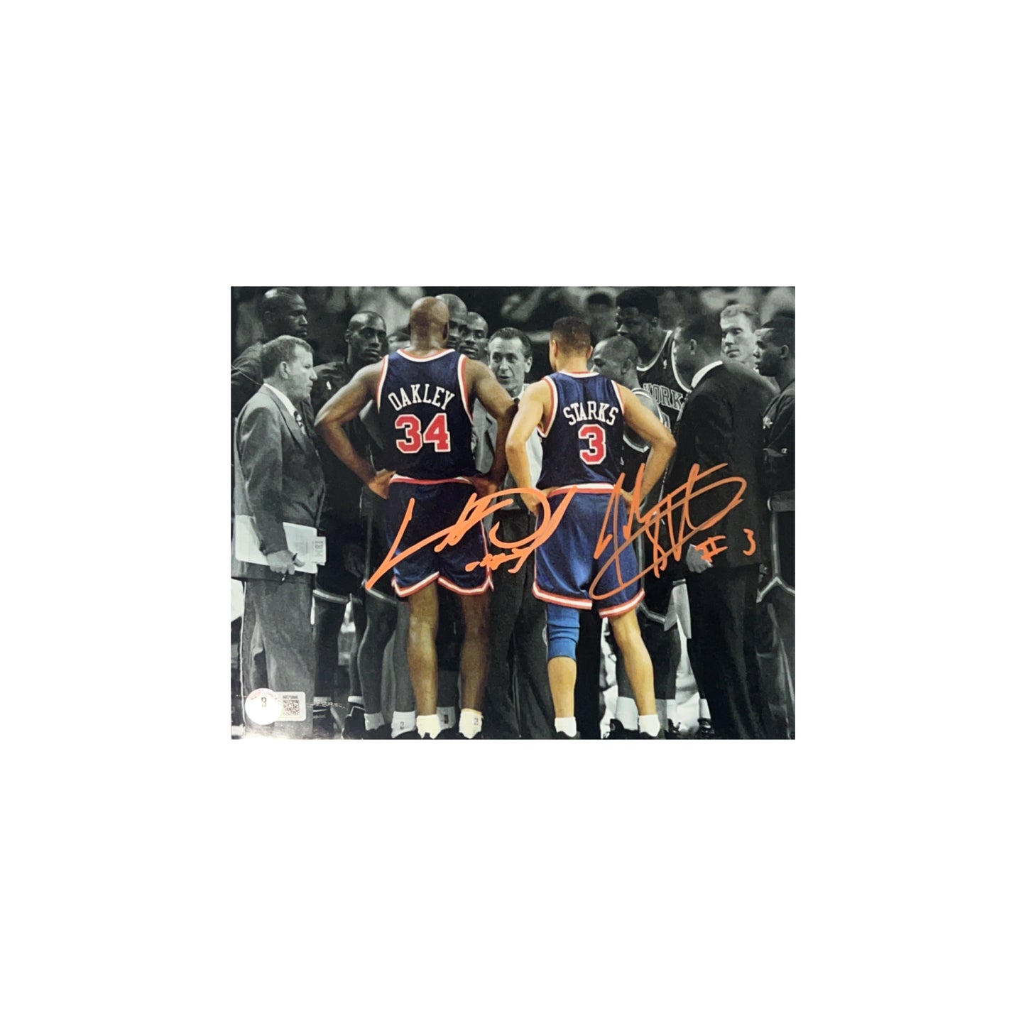 Charles Oakley & John Starks Autographed New York Knicks 8x10 Beckett