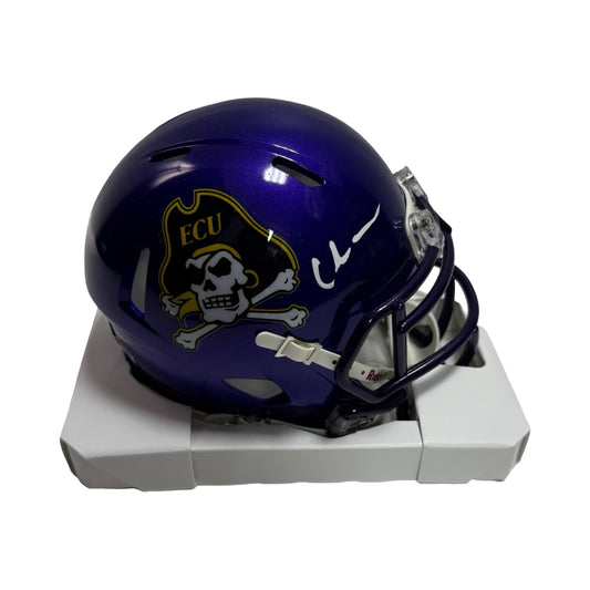 Chris Johnson Autographed East Carolina Pirates Purple Mini Helmet Beckett