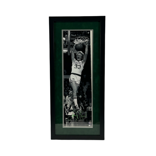 Larry Bird Autographed Boston Celtics Dunk Framed 8x26 Beckett