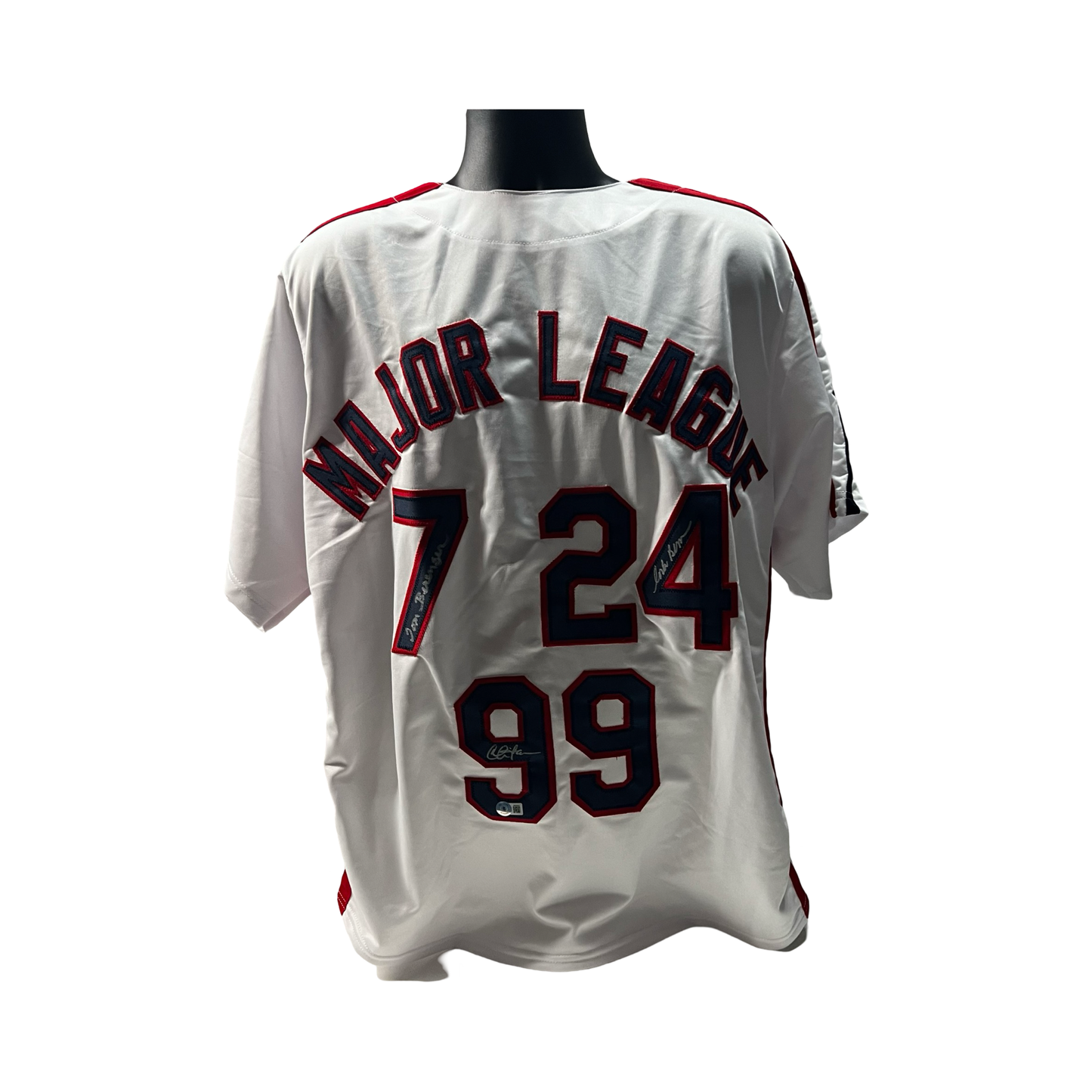 Charlie Sheen, Corbin Bernsen & Tom Berenger Autographed Major League White Jersey Beckett