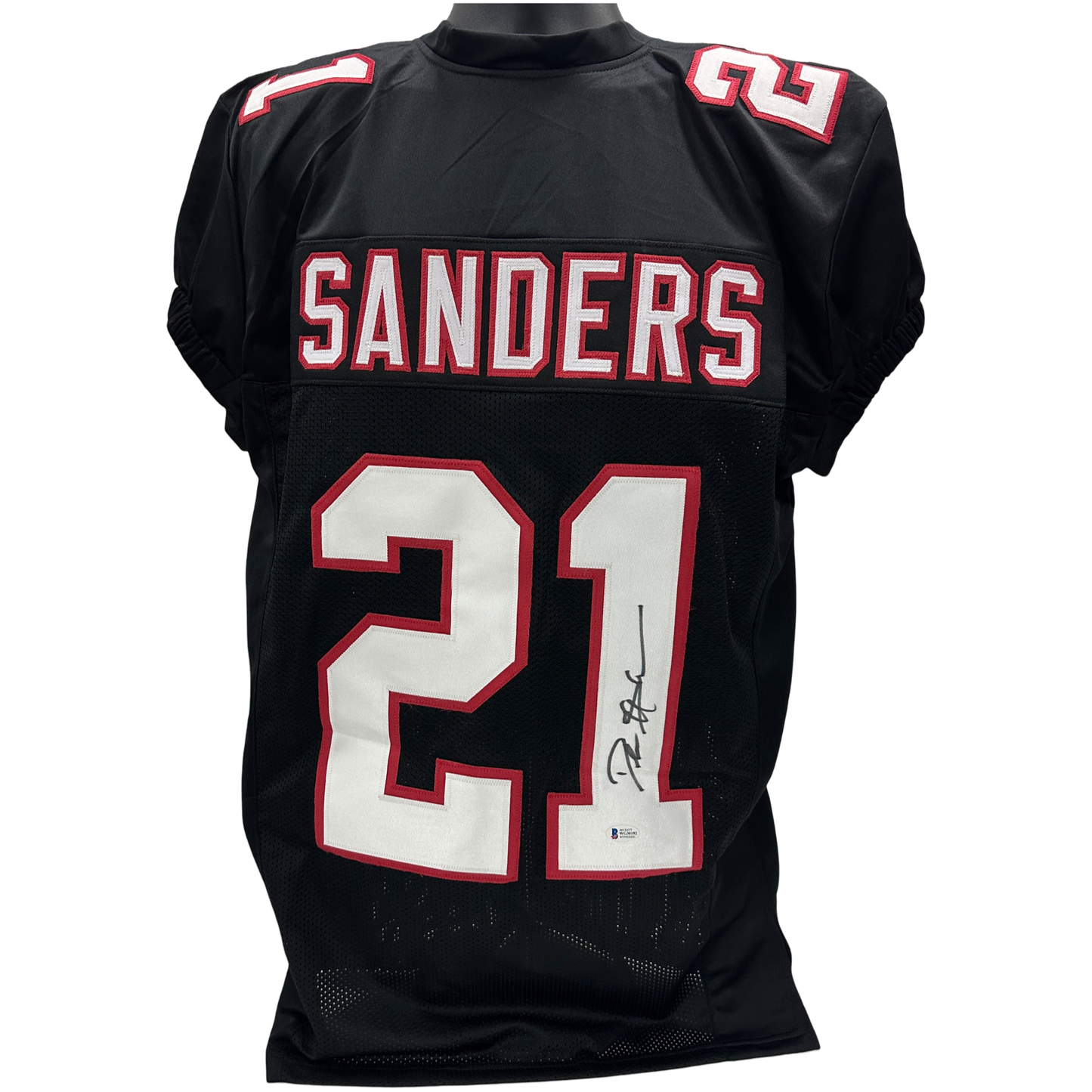 Deion Sanders Autographed Atlanta Falcons Black Jersey Beckett