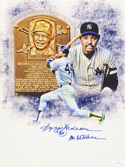 Reggie Jackson Autographed New York Yankees Monument Mr October 11x14 JSA