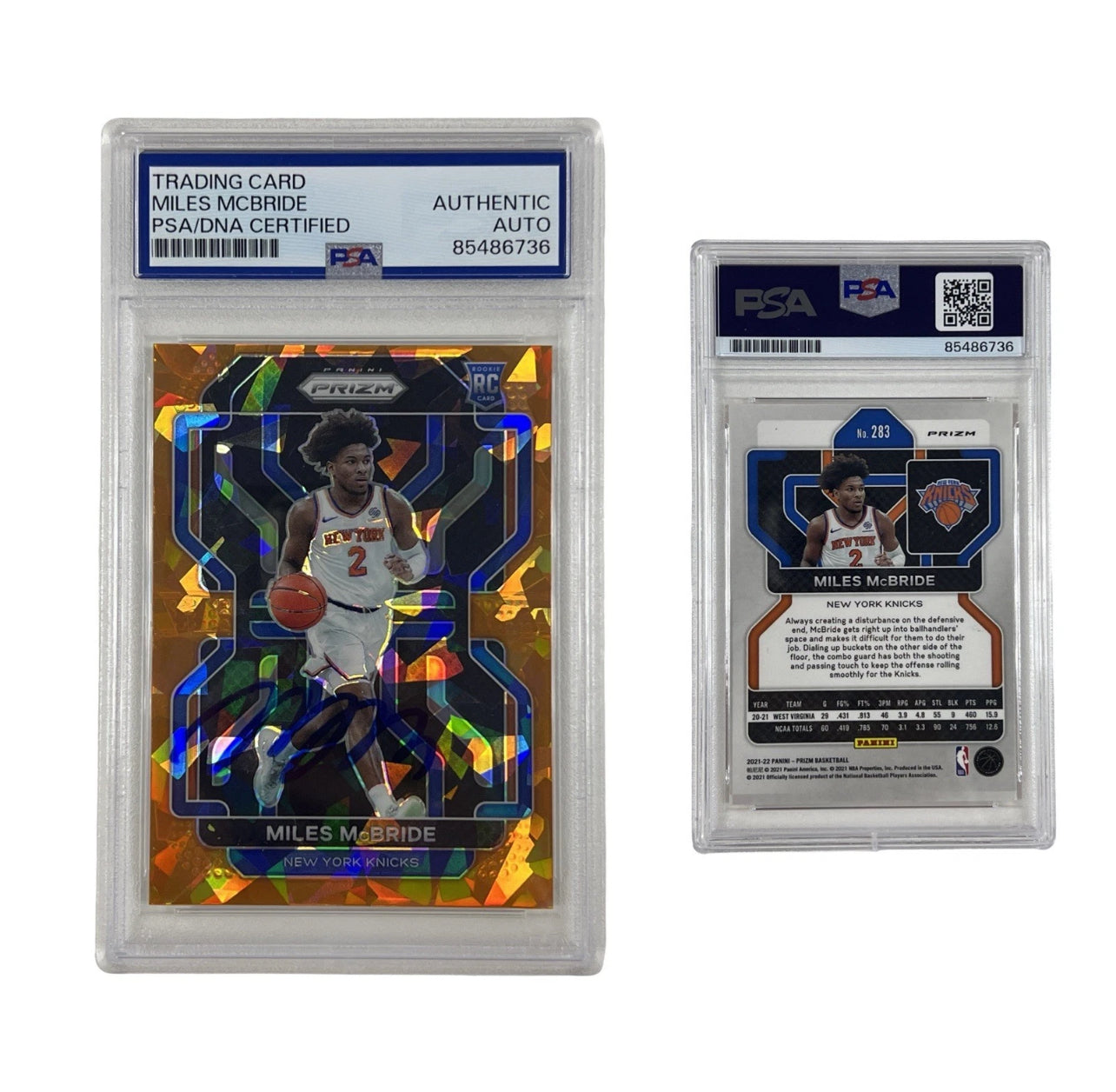 2021 Miles McBride Autograhed Rookie Card Panini Prizm Orange #283 Auth Auto