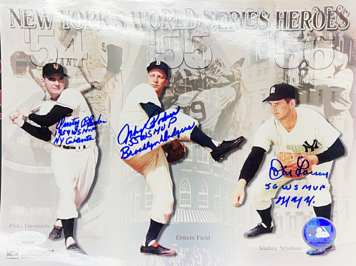 Dusty Rhodes, Don Larsen & Johnny Podres Autographed 8x10 Photo