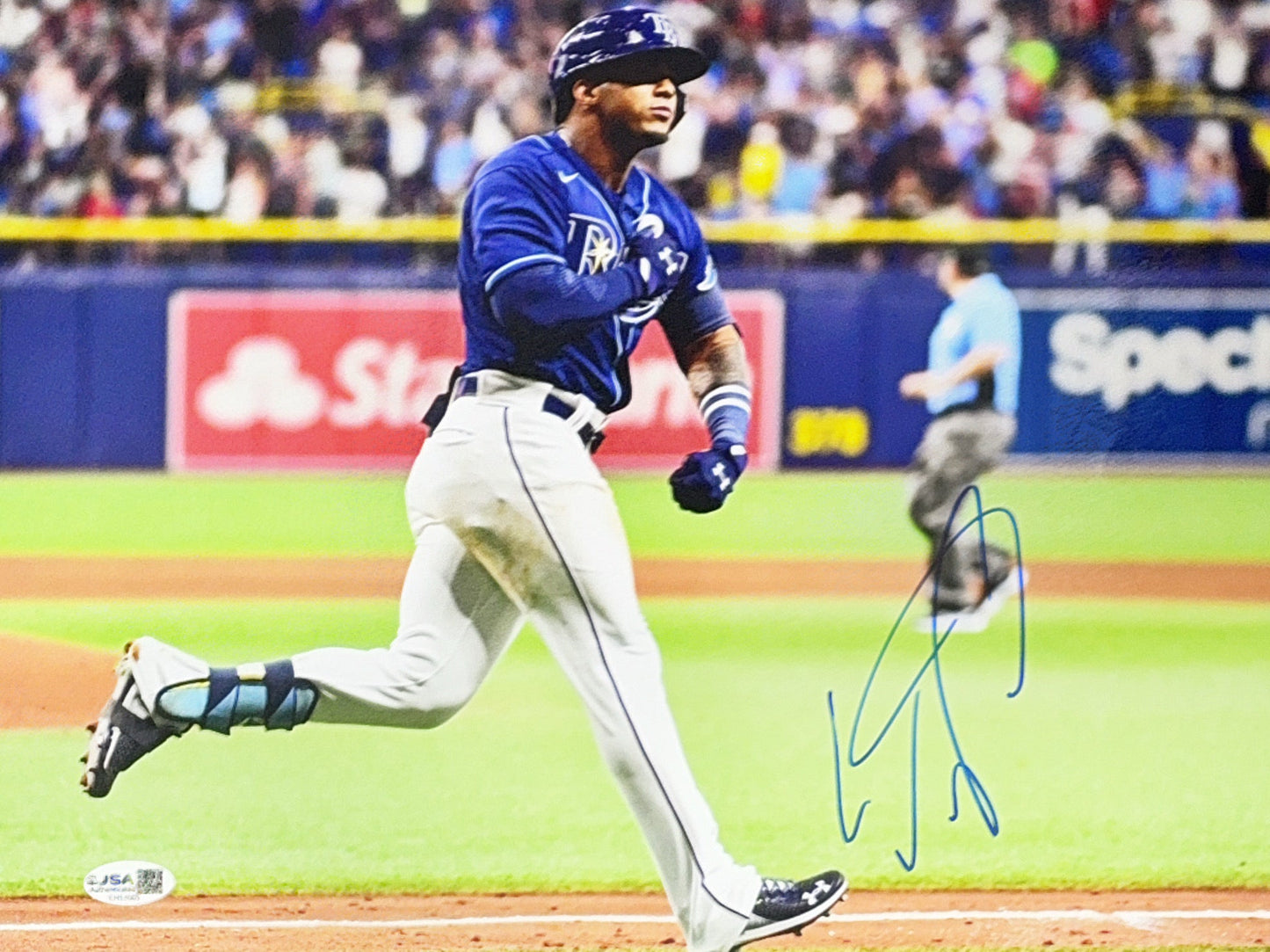 Wander Franco Autographed Tampa Bay Rays Running Bases 11x14 JSA