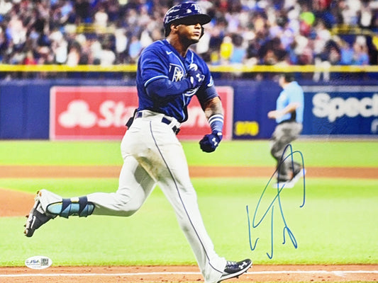 Wander Franco Autographed Tampa Bay Rays Running Bases 11x14 JSA