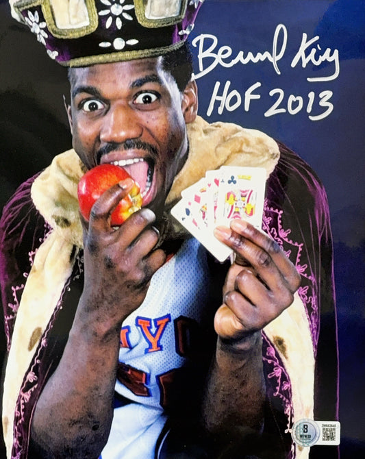 Bernard King Autographed New York Knicks Eating Apple 8x10 Beckett