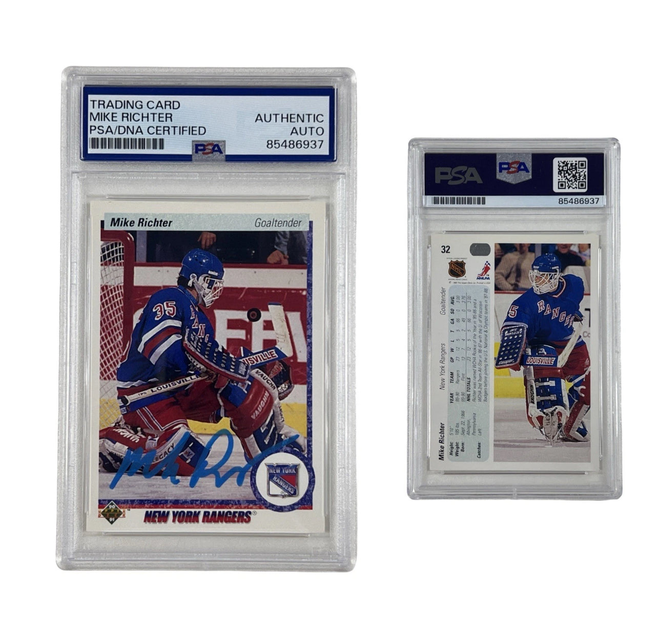 1990 Mike Richter Autographed Upper Deck #32 Authentic Auto