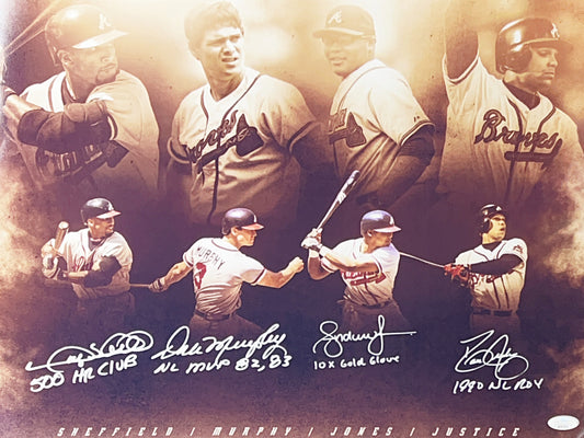 Andruw Jones David Justice Gary Sheffield Dale Murphy Autographed Atlanta Braves 16x20 JSA