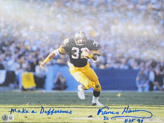 Franco Harris Autographed Pittsburgh Steelers Black Jersey 11x14 Beckett