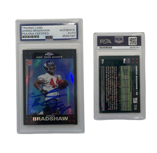 2007 Ahmad Bradshaw Autographed Rookie Card Topps TC195 PSA Auth Auto