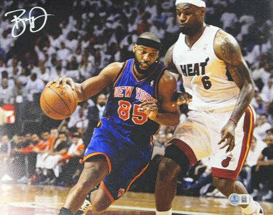 Baron Davis Autographed New York Knicks vs LeBron 11x14 Beckett