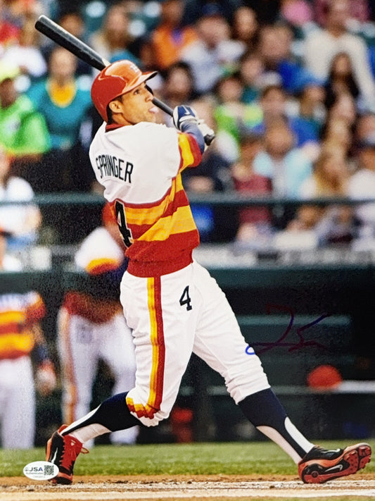 George Springer Autographed Houston Astros Swing 11x14 JSA