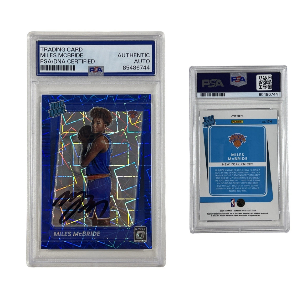 2022 Miles McBride Autographed Rated Rooked Rookie Donruss Optic #174 Auth Auto