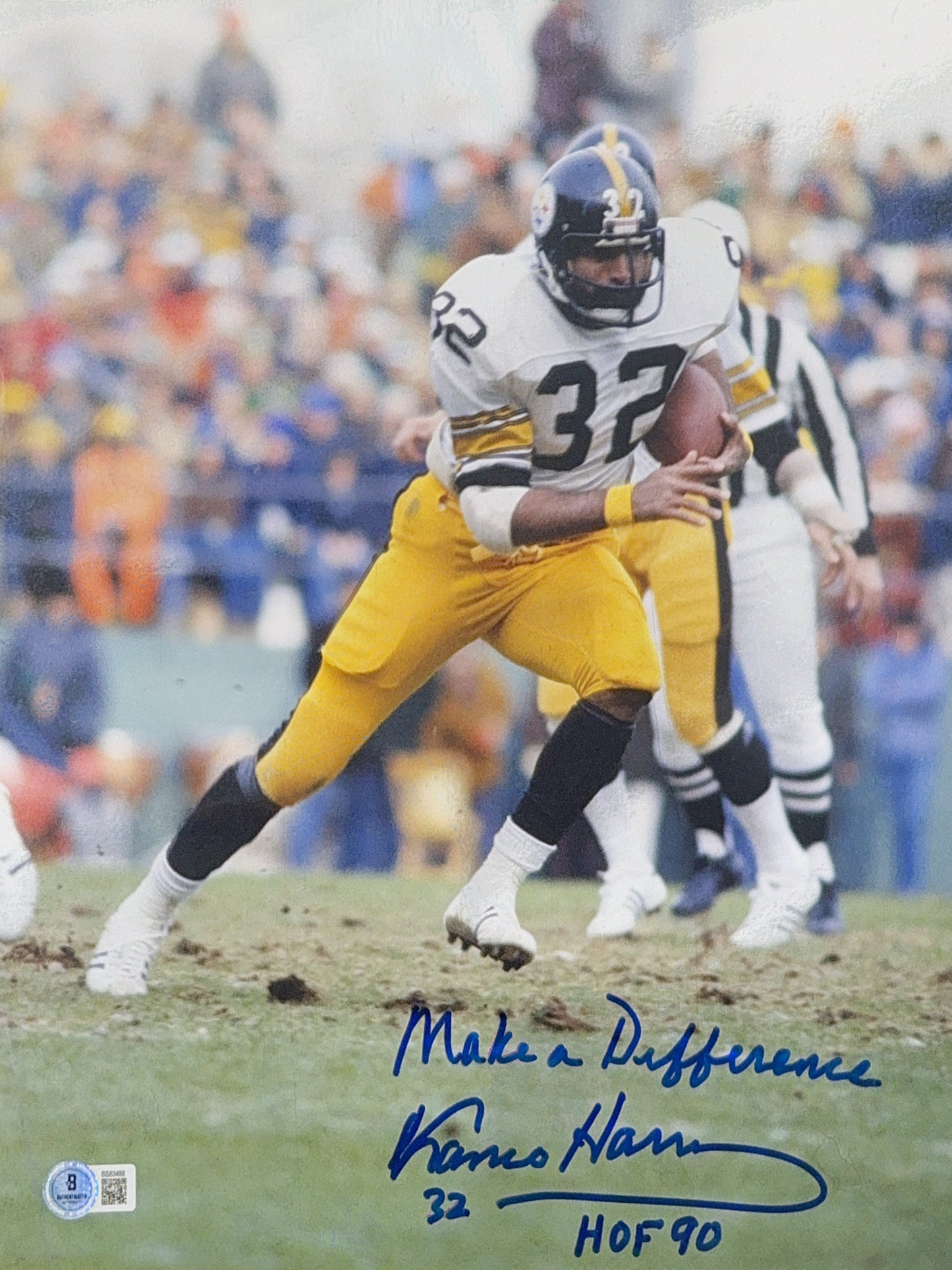 Franco Harris Autographed Pittsburgh Steelers White Jersey 11x14 Beckett