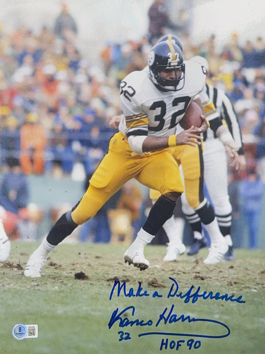 Franco Harris Autographed Pittsburgh Steelers White Jersey 11x14 Beckett