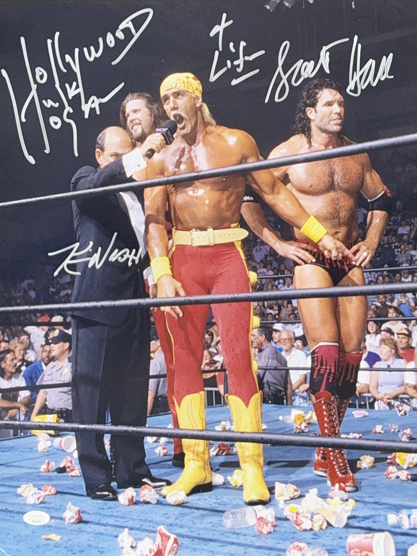 Hulk Hogan, Scott Hall & Kevin Nash Autographed NWO 16x20 JSA