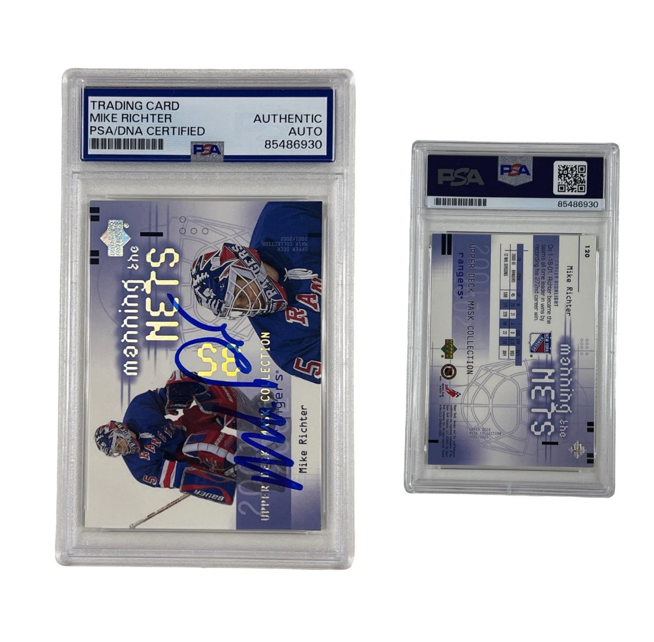 2002 Mike Richter Autographed Manning the Nets Upper Deck #120 Authentic Auto