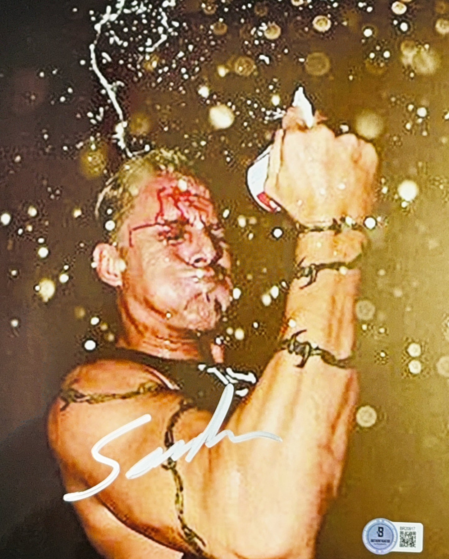 The Sandman Autographed Beer Can Smash 8x10 Beckett