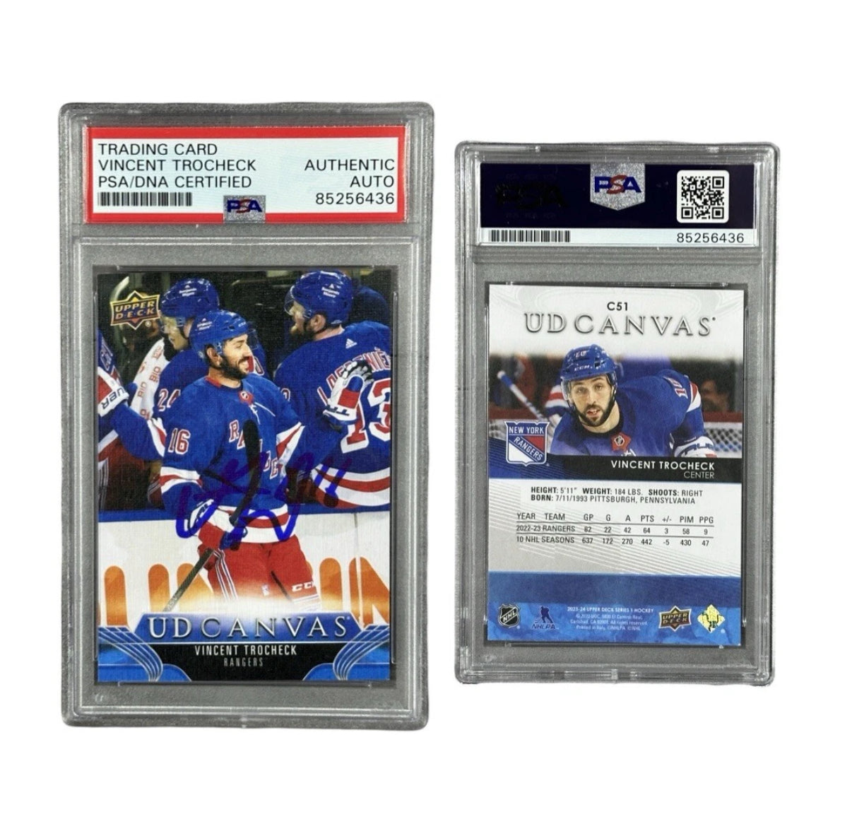 2023 Vincent Trocheck Autographed UD Canvas Upper Deck C51 PSA Authentic Auto
