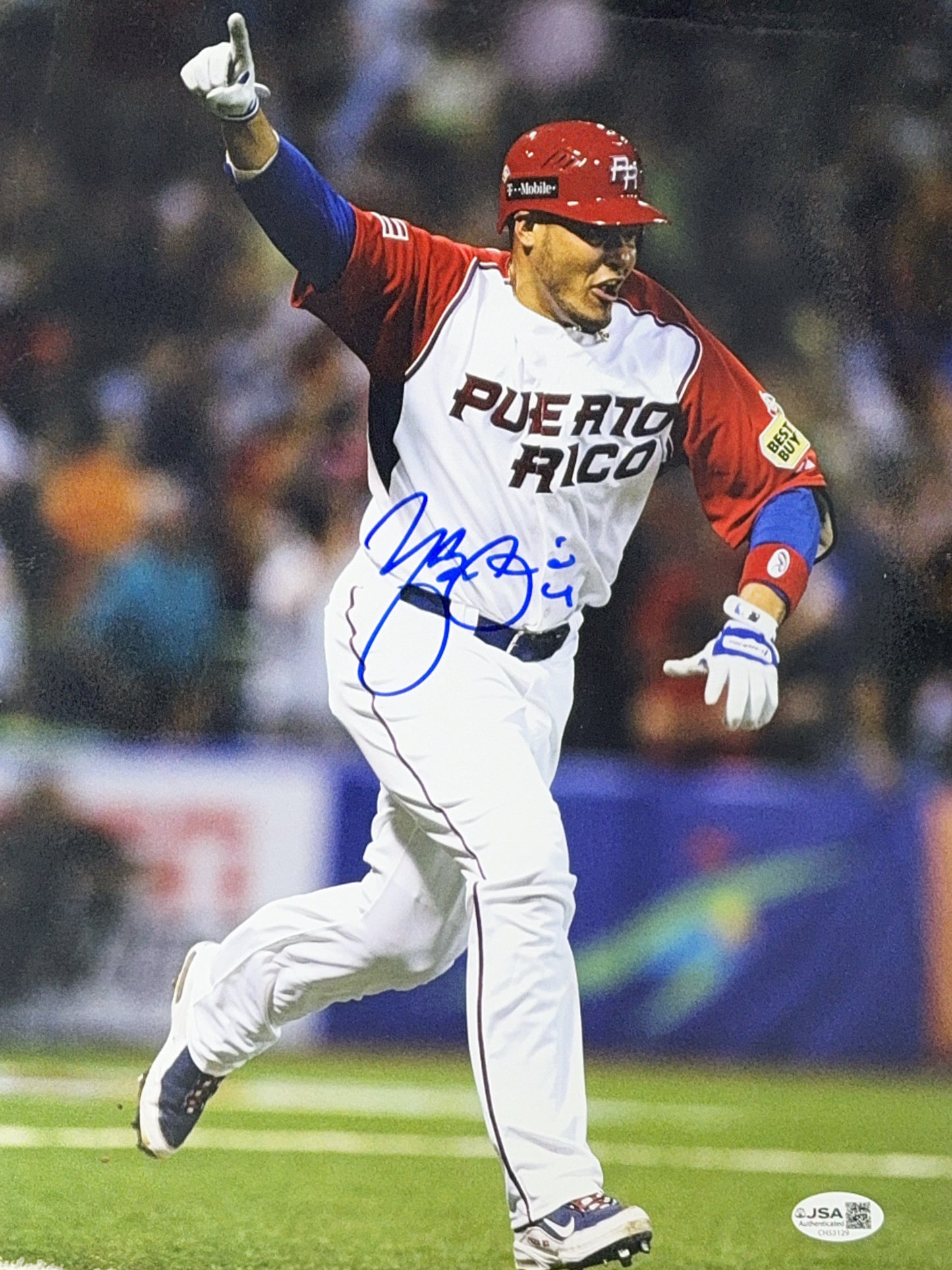 Yadier Molina Autographed St Louis Cardinals Puerto Rico 11x14 JSA