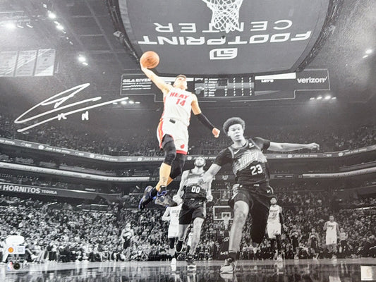 Tyler Herro Autographed Miami Heat Spotlight Dunk 16x20 JSA