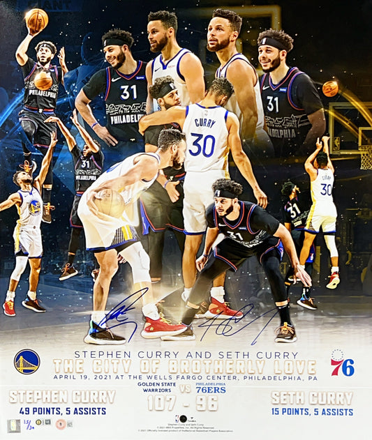 Steph & Seth Curry Autographed Limited /30 20x24 Photo Beckett BAS - Unframed