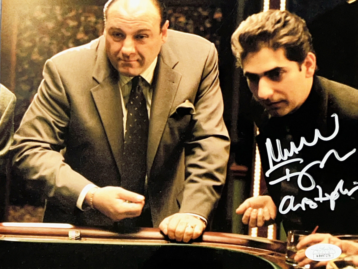 Michael Imperioli Autographed The Sopranos Gambling w/ Tony 8x10 JSA