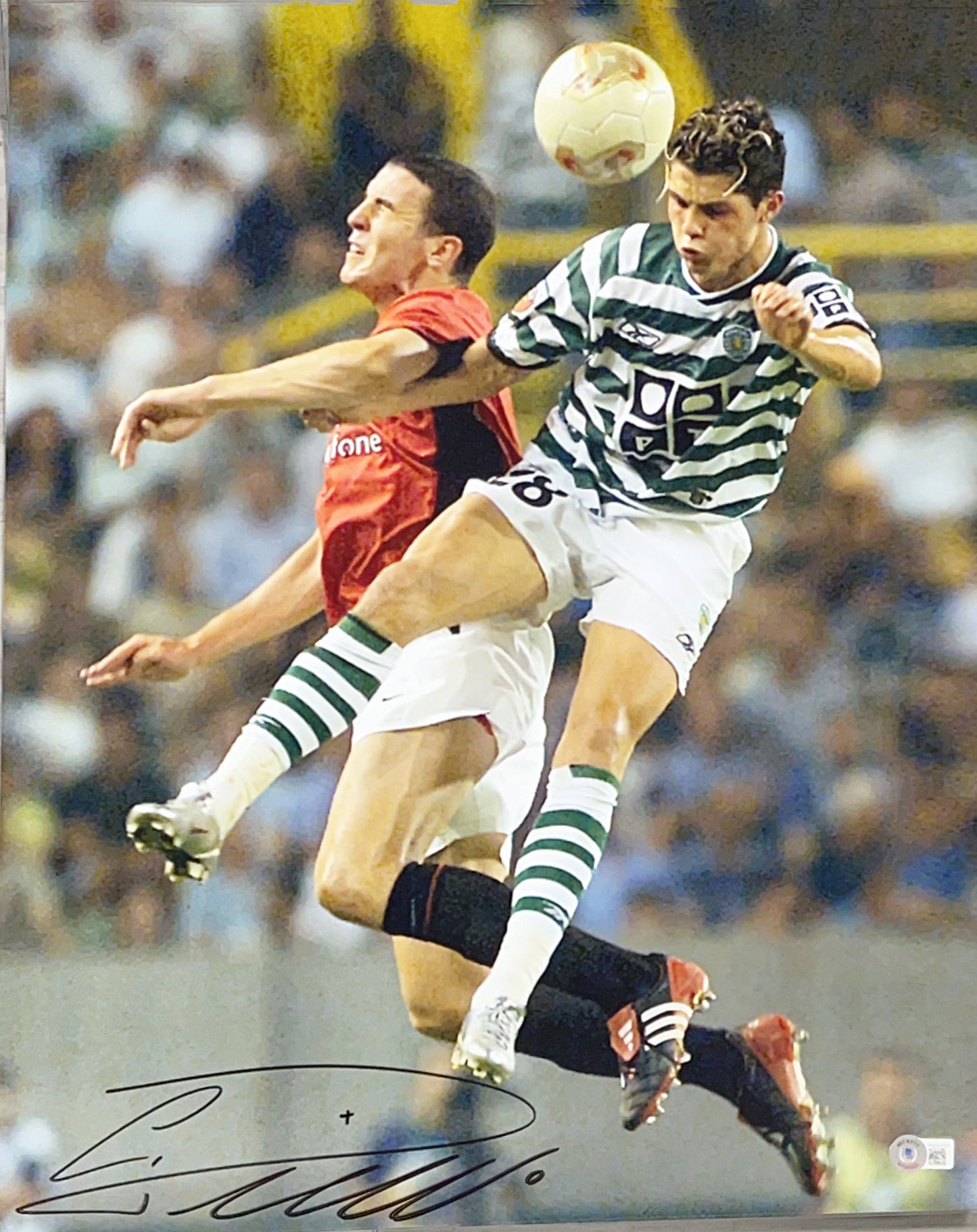 Cristiano Ronaldo Autographed Headbutt 16x20 Photo Beckett - Unframed