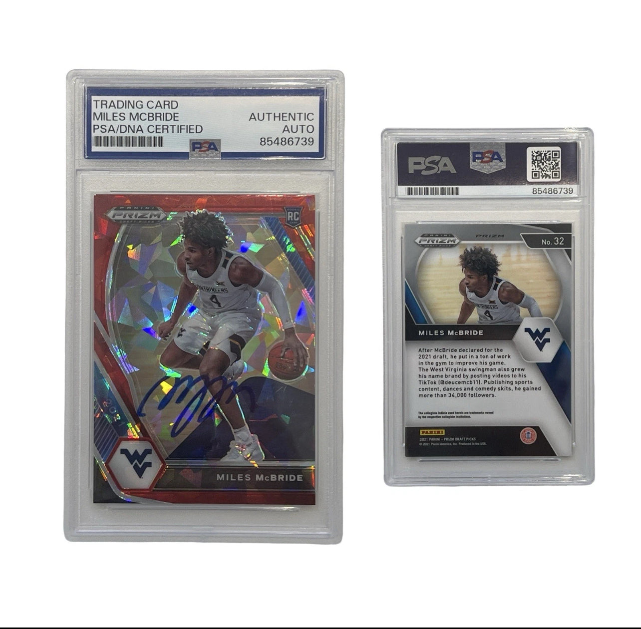 2021 Miles McBride Autographed Rookie Card Panini Prizm #32 PSA Auth Auto