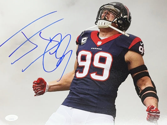 JJ Watt Autographed Houston Texans Smoke Helmet On 11x14 JSA