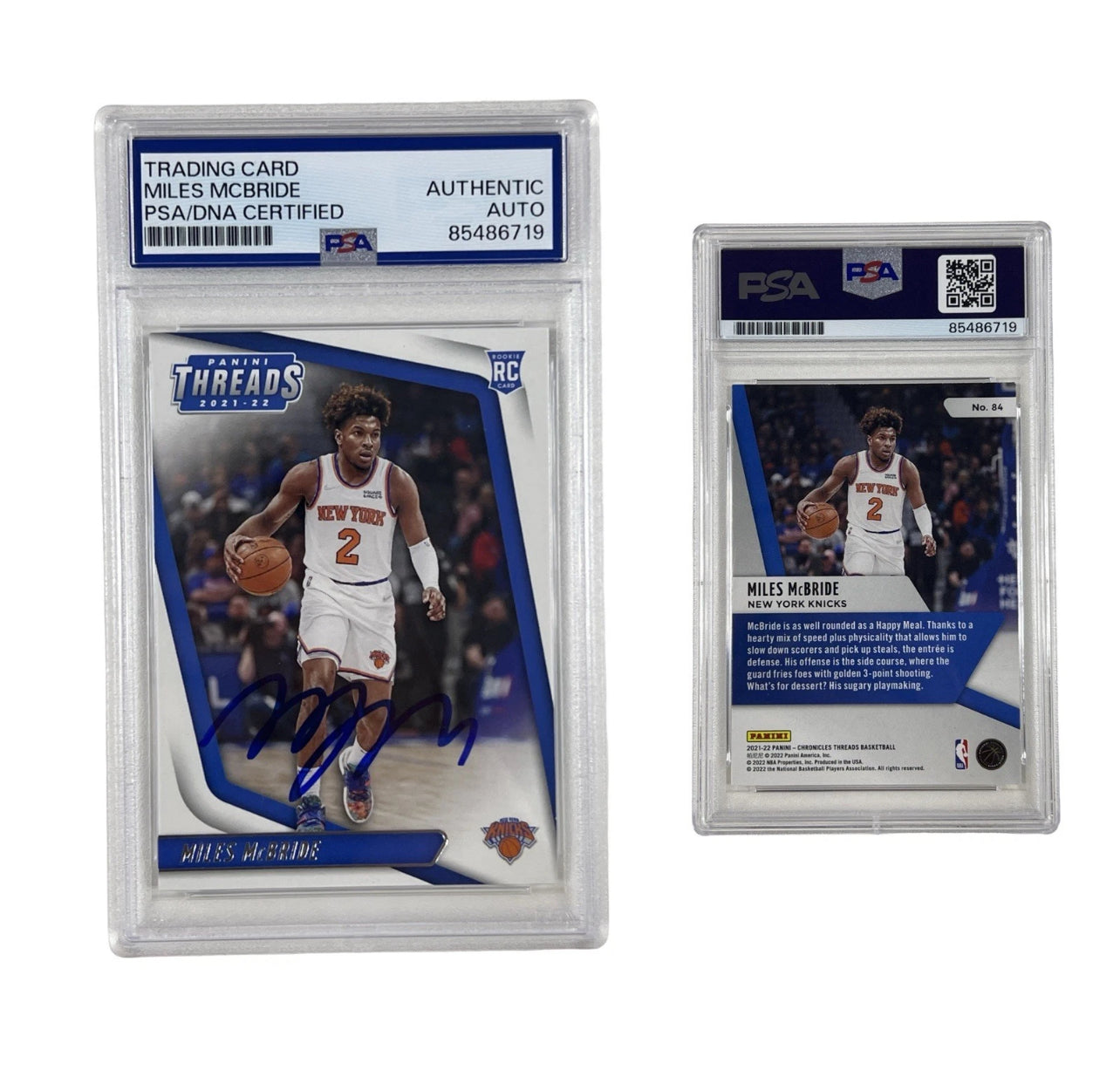 2022 Miles McBride Autographed Rookie Card Panini Threads #84 Authentic Auto