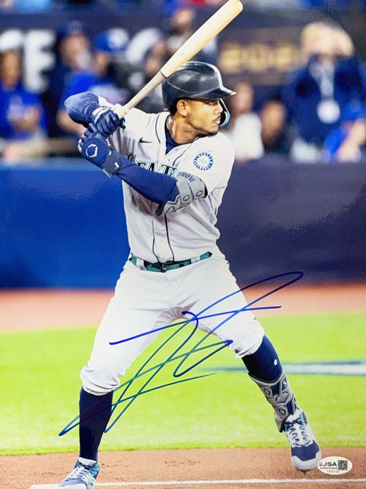 Julio Rodriguez Autographed Seattle Mariners At Bat 11x14 JSA