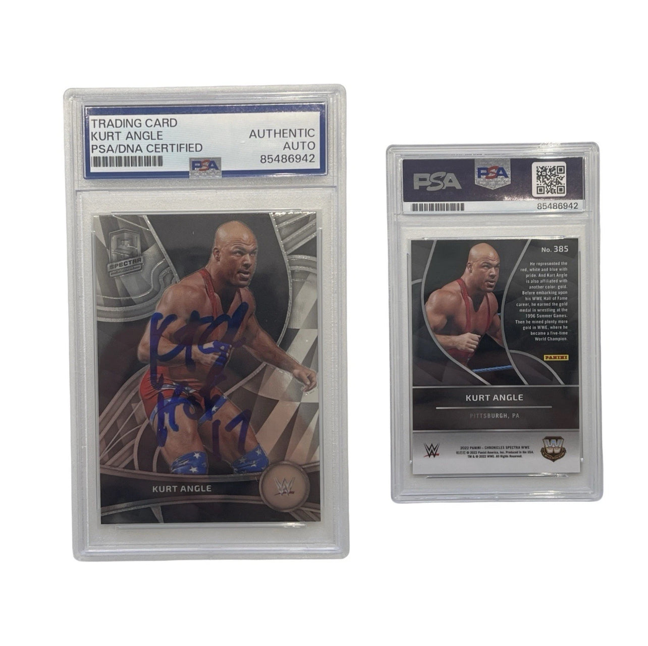 2022 Kurt Angle Autographed WWE Panini Spectra #385 Authentic Auto