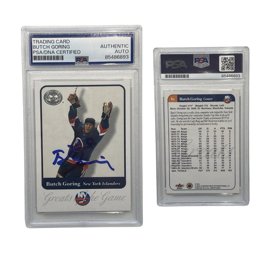 2001 Butch Goring Autographed Greats of the Game Fleer #82 PSA Authentic Auto