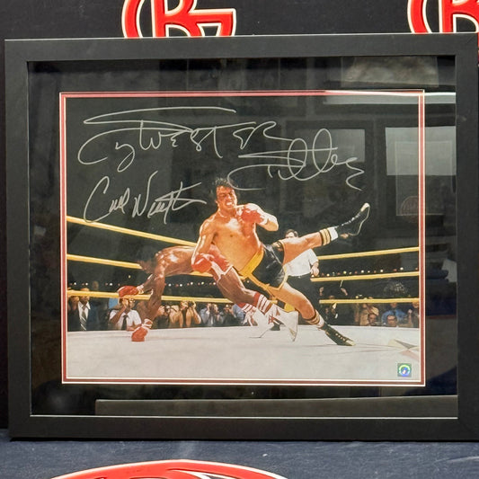Sylvester Stallone & Carl Weathers Autographed ROCKY II 1Framed 6x20 Authentic Signings