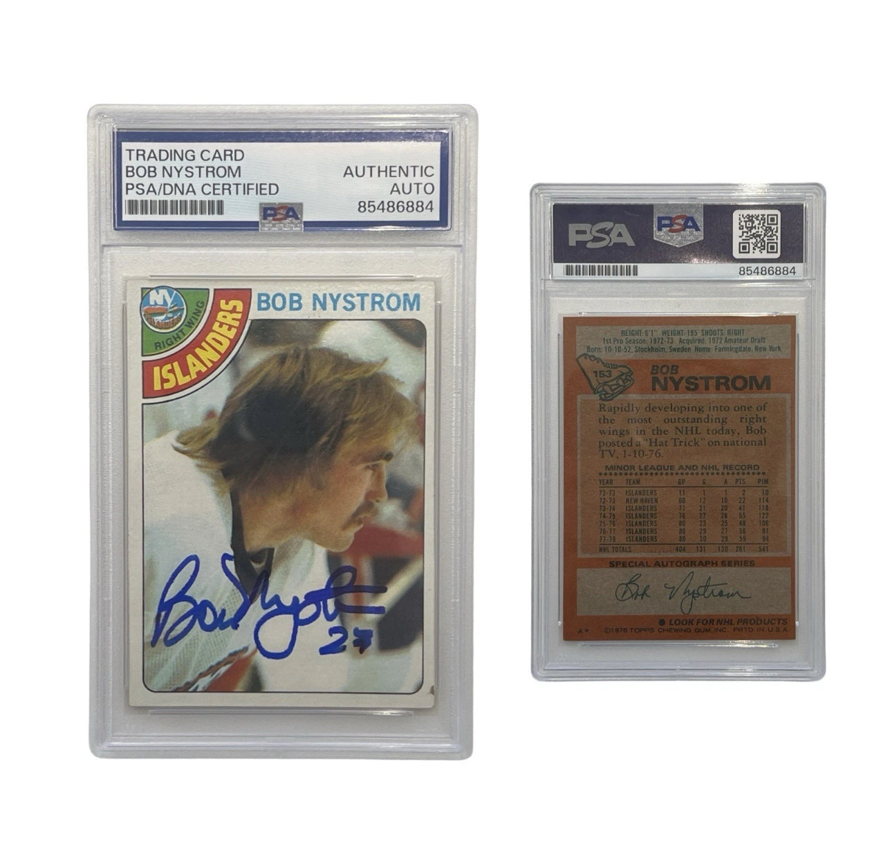 1978 Bob Nystrom Autographed Topps #153 PSA Authentic Auto