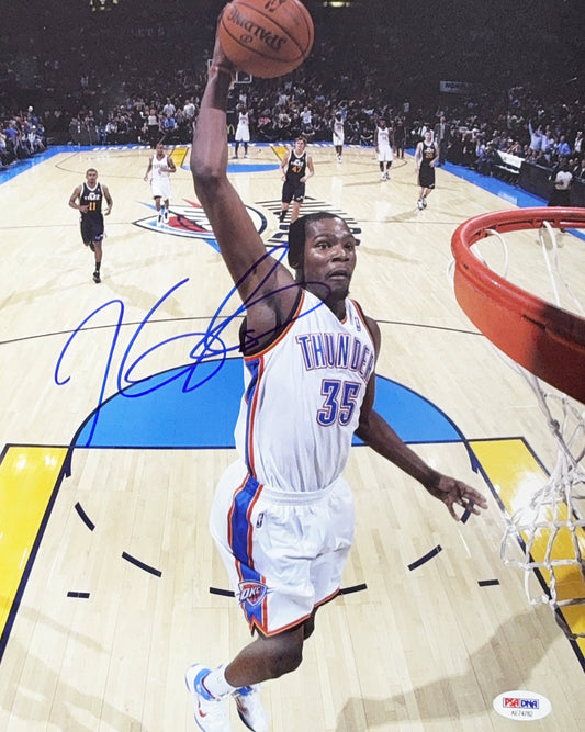 Kevin Durant Autographed Oklahoma City Thunder Dunk 11x14 PSA
