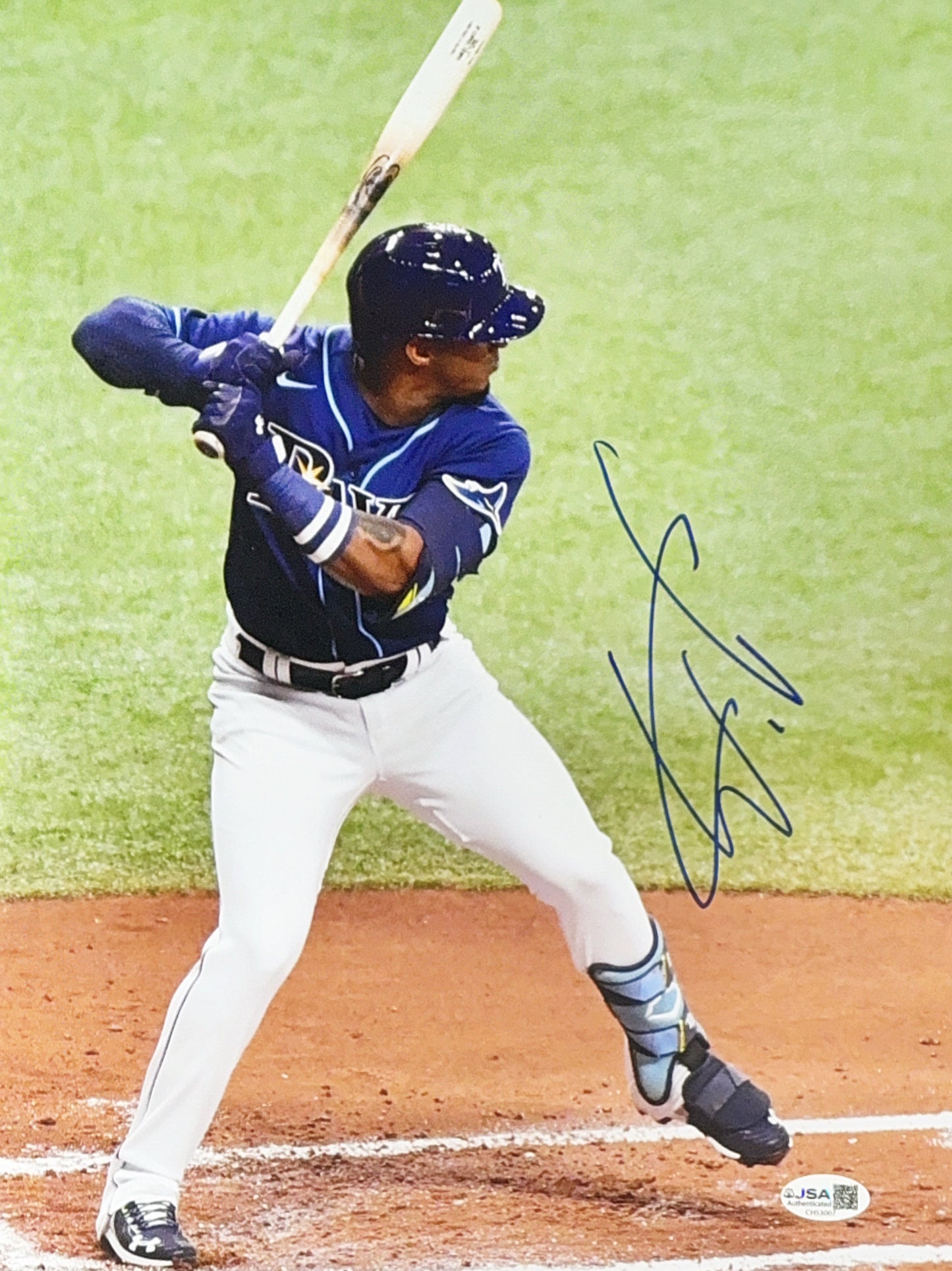 Wander Franco Autographed Tampa Bay Rays Batting Stance 11x14 JSA