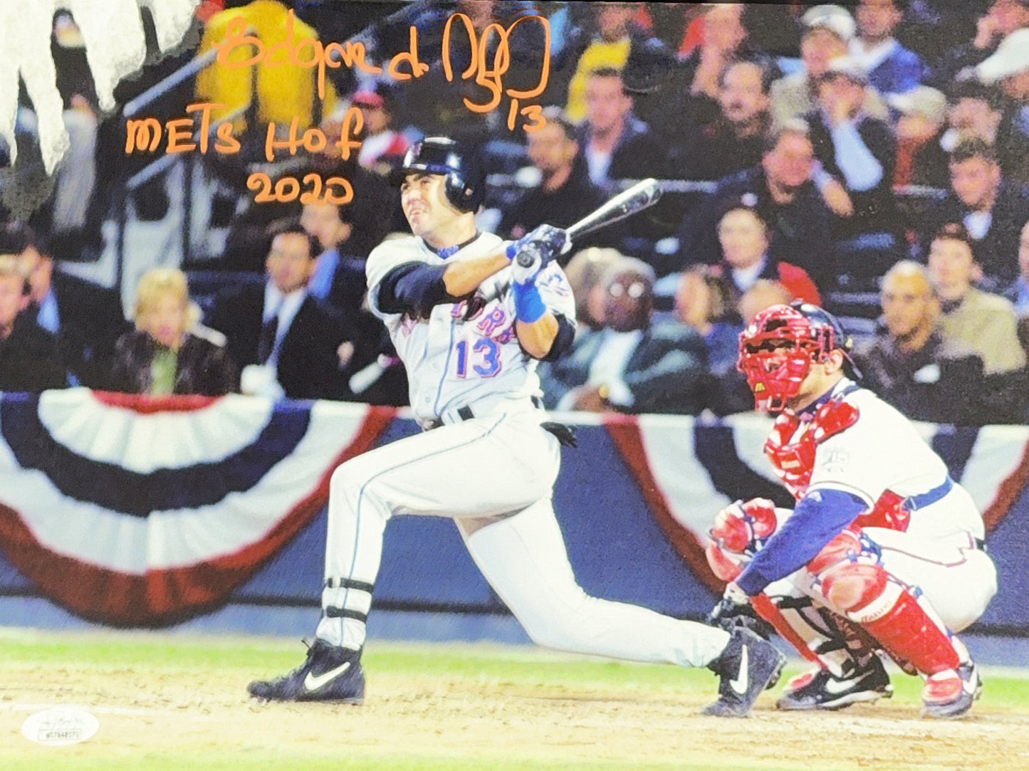 Edgardo Alfonzo Autographed New York Mets Gray Jersey Mets HOF 2020 11x14 JSA