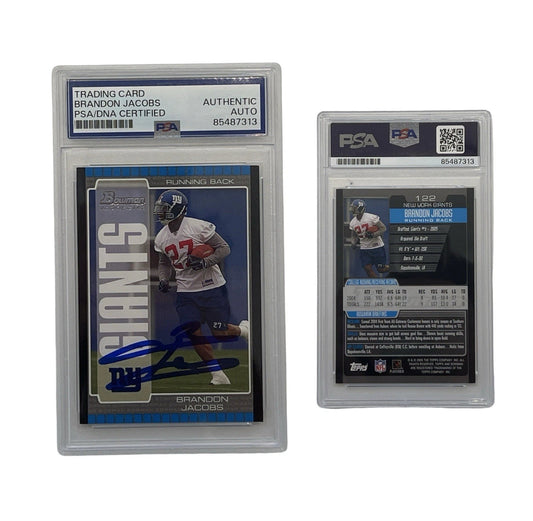 2005 Brandon Jacobs Autographed Bowman Rookie Card Topps #122 PSA Auth Auto