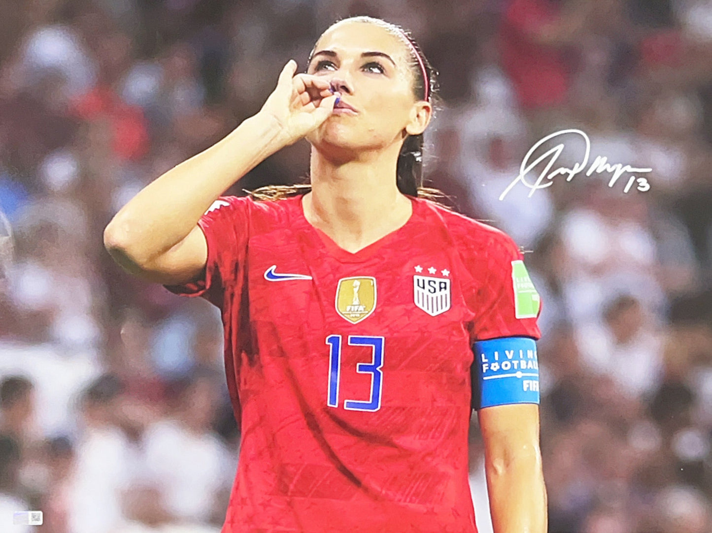 Alex Morgan Autographed Team USA Red Jersey 16x20 Steiner CX - Unframed