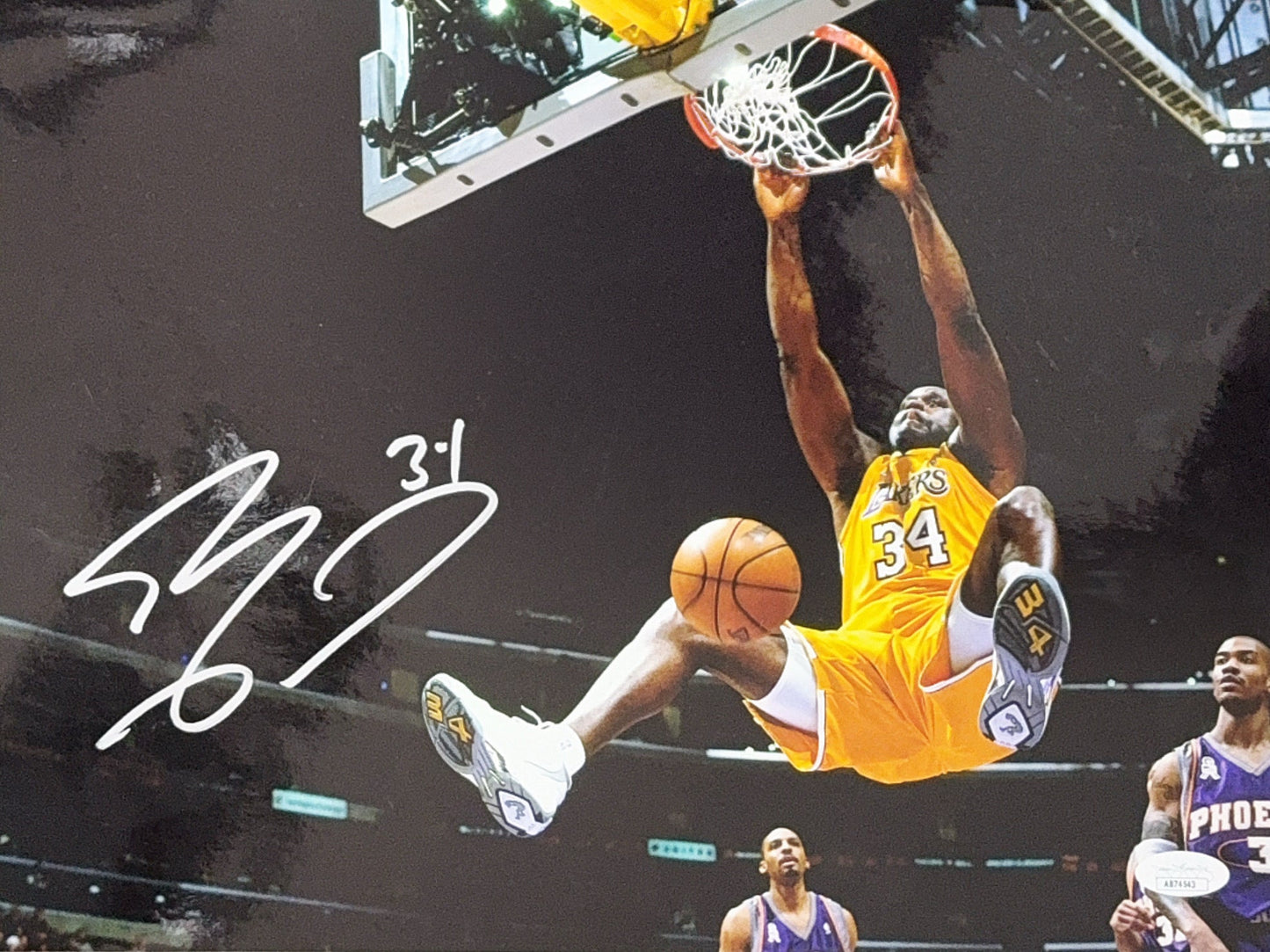 Shaquille O'Neal Autographed Los Angeles Lakers Dunk 11x14 JSA