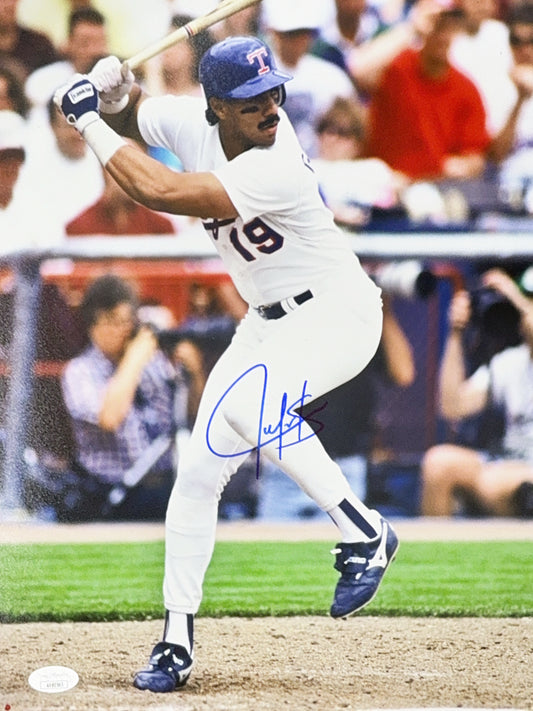 Juan Gonzalez Autographed Texas Rangers At Bat 11x14 JSA