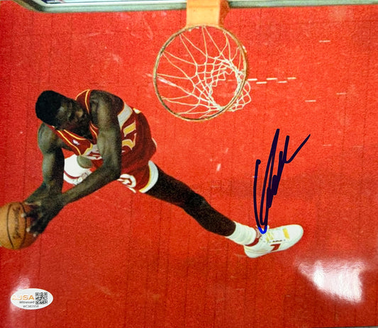 Dominique Wilkins Atlanta Hawks Dunk Red Court 8x10 JSA