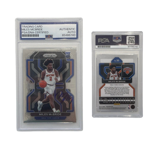2021-22 Miles McBride Autographed Refractor RC Panini Prizm #283 PSA Auth Auto