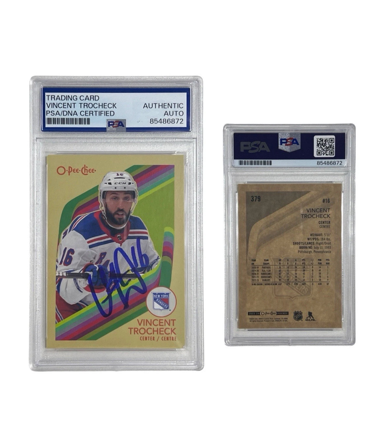 2024 Vincent Trocheck Autographed O-Pee-Chee #379 PSA Authentic Auto