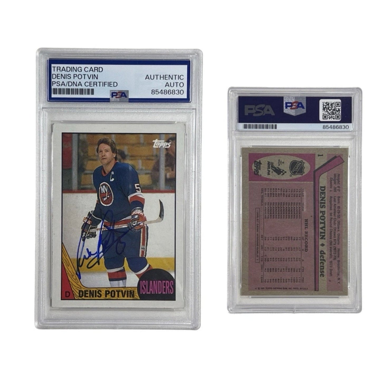 1987 Denis Potvin Autographed Topps #1 PSA Authentic Auto
