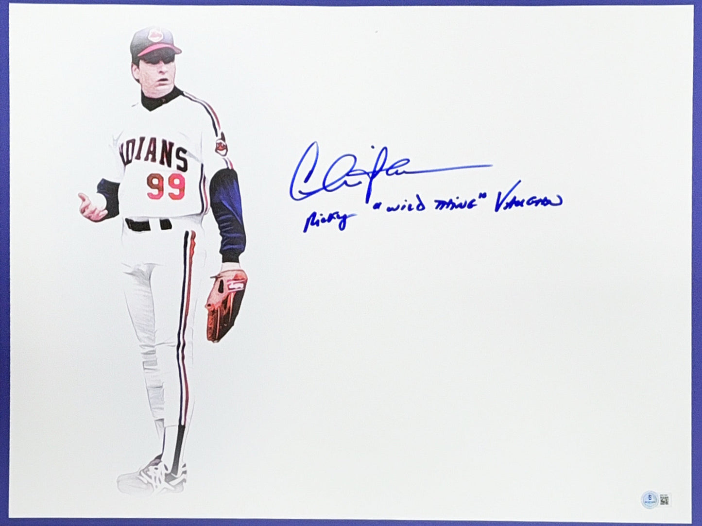 Charlie Sheen Autographed 20x24 Ricky Wild Thing Vaughn Beckett