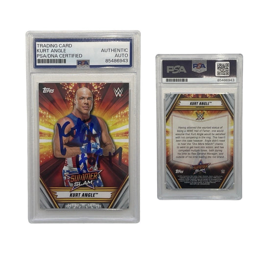 2019 Kurt Angle Autographed WWE Summer Slam Topps #12 PSA Authentic Auto